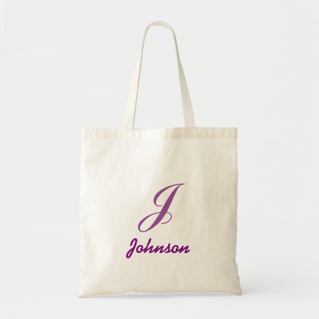 Tote Bag Nom personnalisé monogramme lavande violet lavande (Devant)