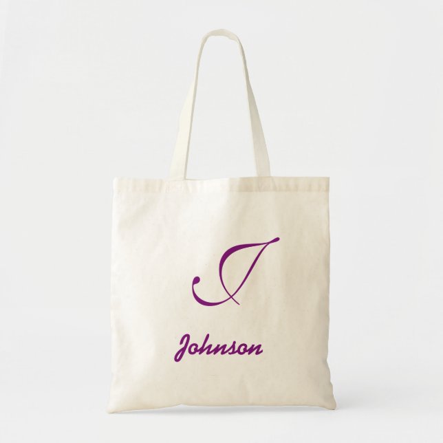 Tote Bag Nom personnalisé monogramme lavande violet lavande (Devant)