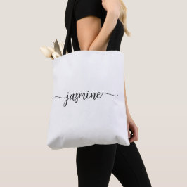 Tote Bag Nom personnalisé Monogramme Simple Fille Blanc