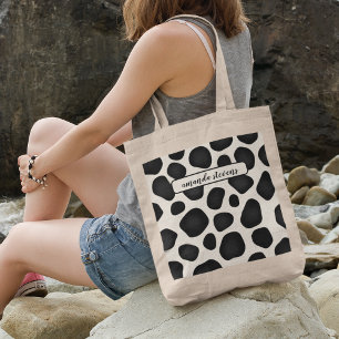 Tote Bag Nom personnalisé Motif de typographie noire Abstra