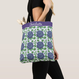Tote Bag Nom personnalisé motif fleuri et transparent