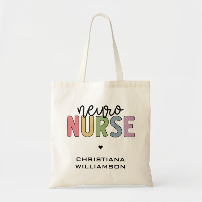 Tote Bag Nom personnalisé Neuro Nurse Neuroscience Infirmiè (Devant)