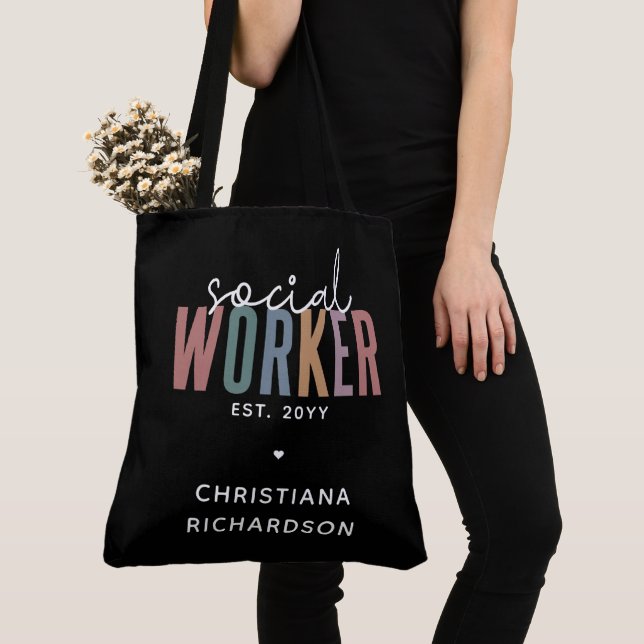 Tote Bag Nom personnalisé Offres de diplôme d'un travailleu (De près)
