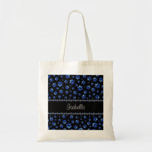 Tote Bag Nom personnalisé, pattes de chien de parties scint
