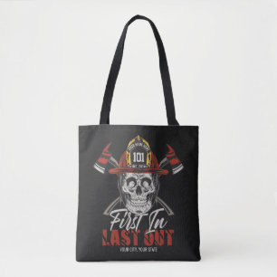 Tote Bag Nom Personnalisé Pompier D'Abord En Dernier Feu De