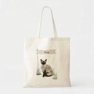 Tote Bag Nom personnalisé Siamese Chat Pet