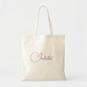 Tote Bag Nom personnalisé Simple Lavender Purple