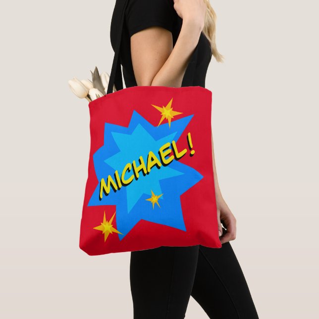 Tote Bag Nom personnalisé Superhero (De près)