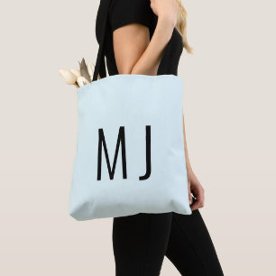 Tote Bag Nom personnalisé texte noir bleu glace contemporai