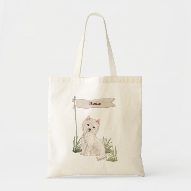 Tote Bag Nom personnalisé Westie chien animal de compagnie (Devant)
