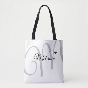 Tote Bag nom petit coeur-amour blanc