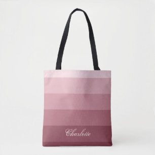 Tote Bag Nom rouge de coutume de rayures de rose calme