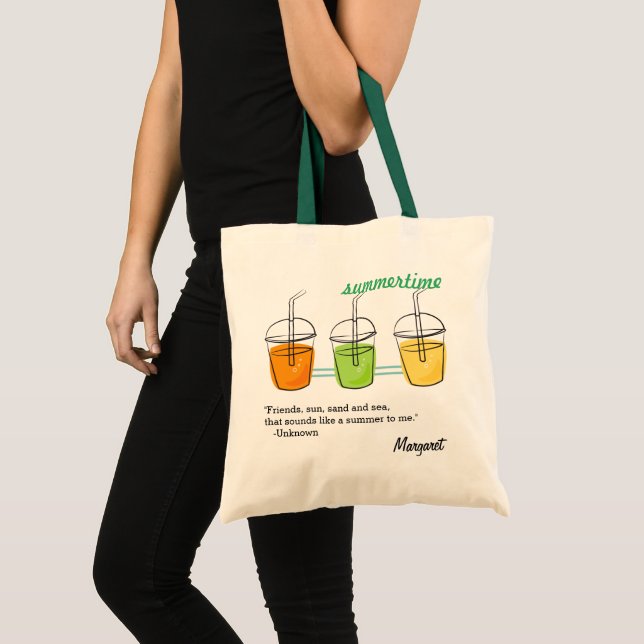 Tote Bag Nom sur Summertime Cotton Budget Fourre-tout (Devant (produit))