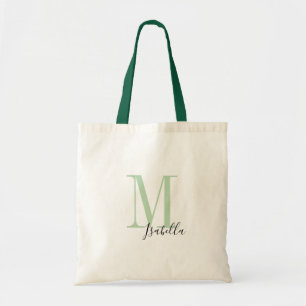 Tote Bag Nom vert simple personnalisé et monogramme