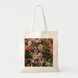 Tote Bag Nombreuses Fleurs Blanches Rose Floral Nom personn