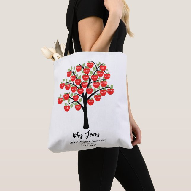 Tote Bag noms de classe professeur merci apple mot art (De près)