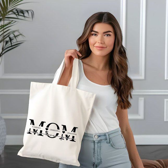 Tote Bag Noms d'enfants de maman moderne pour la fête des m (Créateur téléchargé)