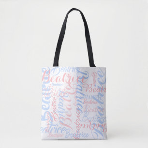 Tote Bag noms manuscrits personnalisés, typographie