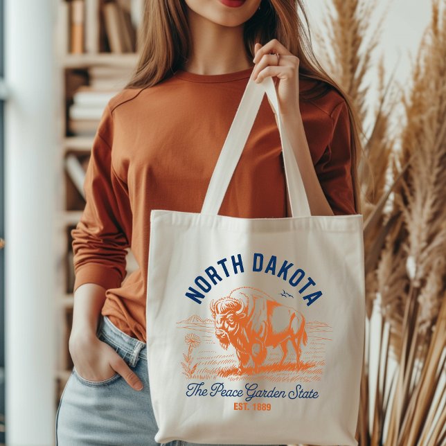 Tote Bag North Dakota Peace Garden State Bison  (Créateur téléchargé)