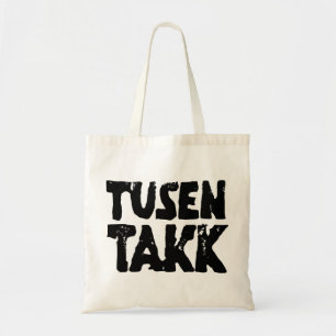 Tote Bag Norvégien "Merci" noir et blanc Lino coupé