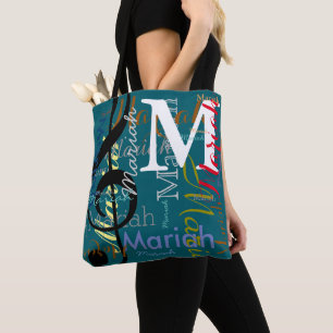 Tote Bag Note de musique Clé Treble Noms de couleur Monogra