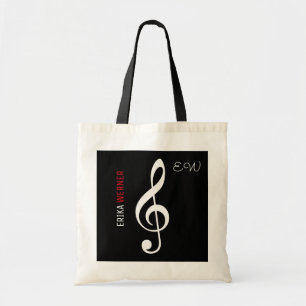 Tote Bag note de musique noir fourre-tout avec votre propre