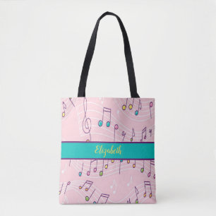 Tote Bag note de musique rose