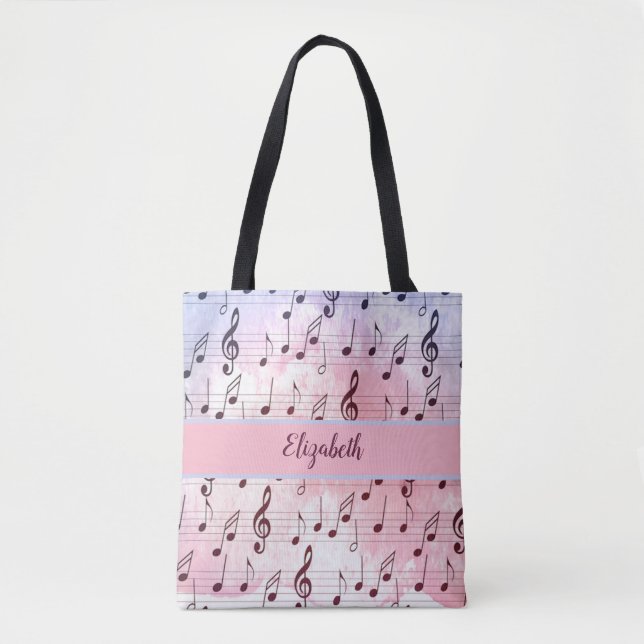 Tote Bag Note de musique violette et rose (Devant)
