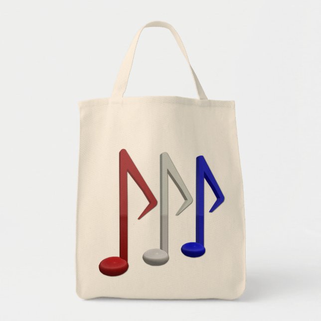Tote Bag Notes blanches et bleues rouges de musique (Devant)