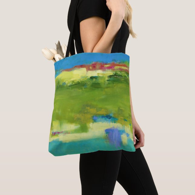 Tote Bag Notes de champ - Art vert Abstrait (De près)