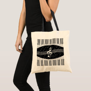 Tote Bag Notes de musique élégante Clé de fer et touches de