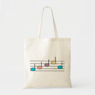 Tote Bag Notes de musique pastel colorées sur une portée