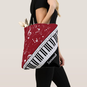 Tote Bag Notes de musique Piano personnalisées Nom du scrip
