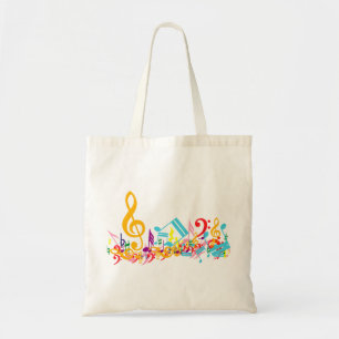 Tote Bag Notes musicales brouillées colorées