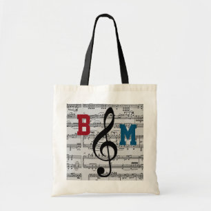 Tote Bag notes musicales de Black G clef