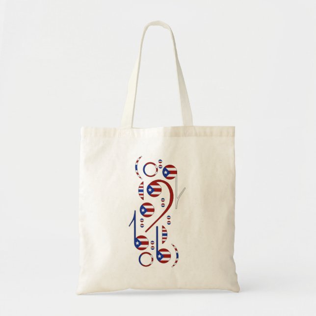 Tote Bag Notes musicales de drapeau de Porto Rico (Devant)