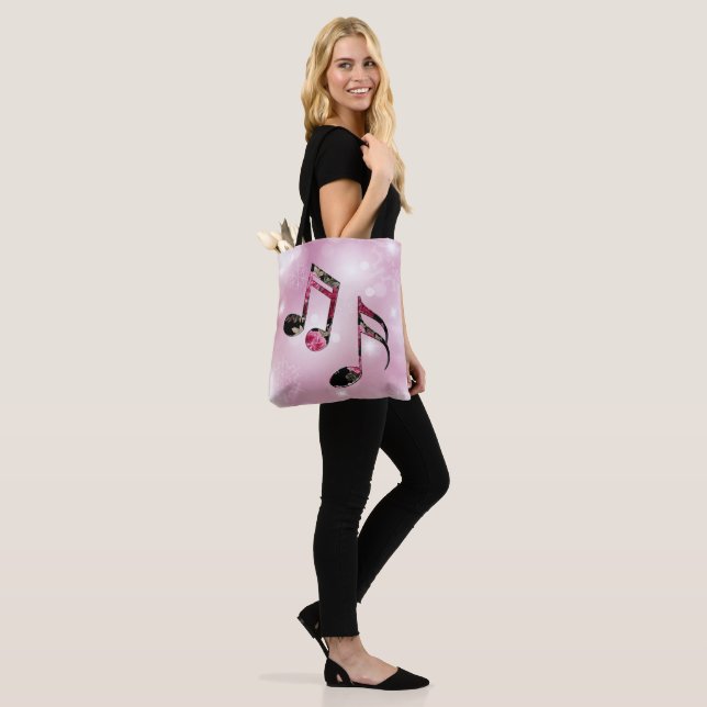 Tote Bag Notes musicales florales Pink Snowflakes (Sur le modèle)