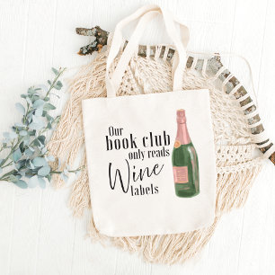 Tote Bag Notre Club de Lecture Lit les Étiquettes de Vin Aq