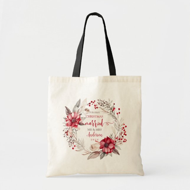 Tote Bag Notre premier mariage de Noël (Devant)