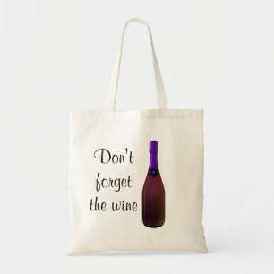 Tote Bag "N'oubliez pas le vin" - Bouteille de vin pourpre