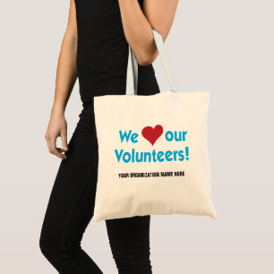 Tote Bag Nous aimons nos volontaires avec le symbole de