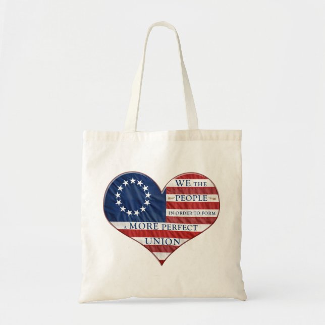 Tote Bag Nous Le Peuple Le Coeur Du Drapeau Américain (Devant)