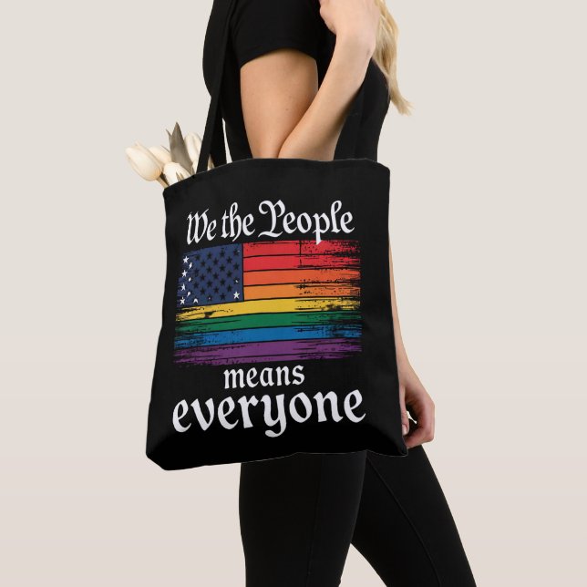 Tote Bag Nous le peuple veut dire tout le monde USA Drapeau (De près)