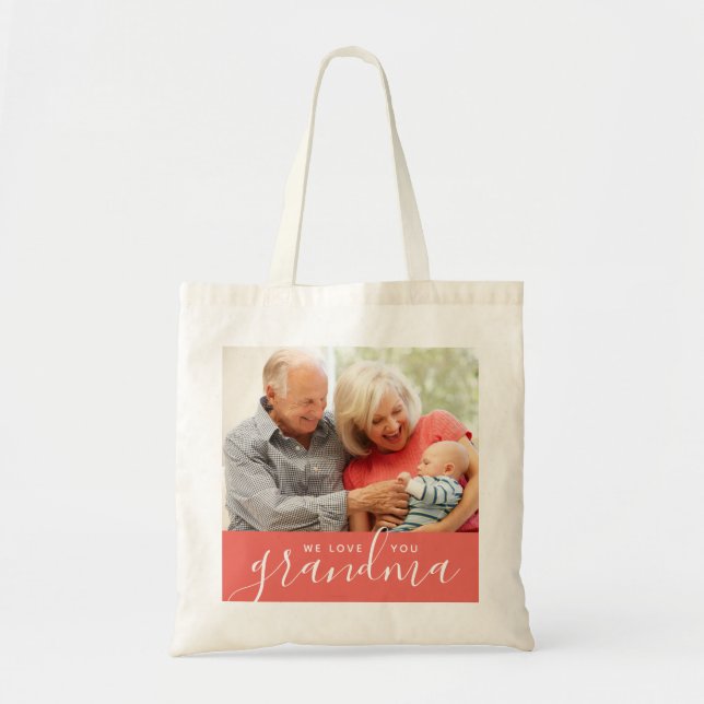 Tote Bag Nous t'aimons Mamie Photo personnalisée Cadeau de  (Devant)