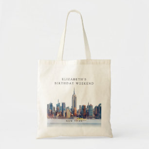 Tote Bag Nouveau week-end d'anniversaire aquarelle à New Yo