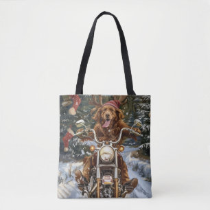 Tote Bag Nouvelle-Écosse Chien Conduisant une Moto Noël