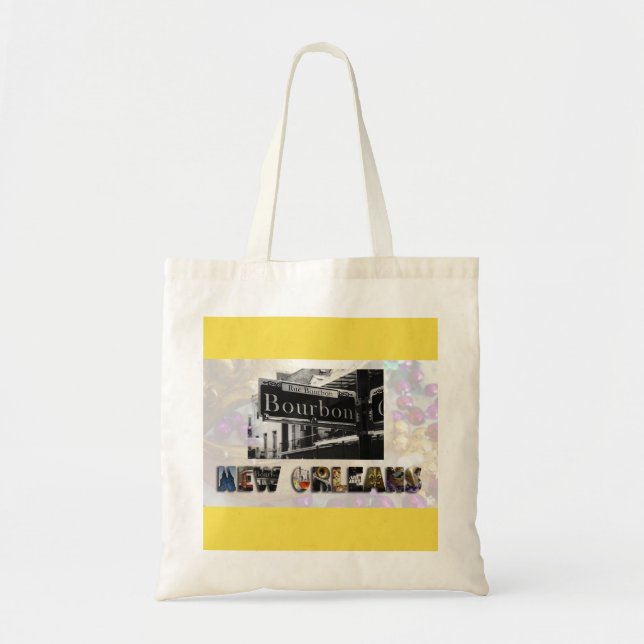 Tote Bag Nouvelle-Orléans Bourbon Street Beads NOLA (Devant)