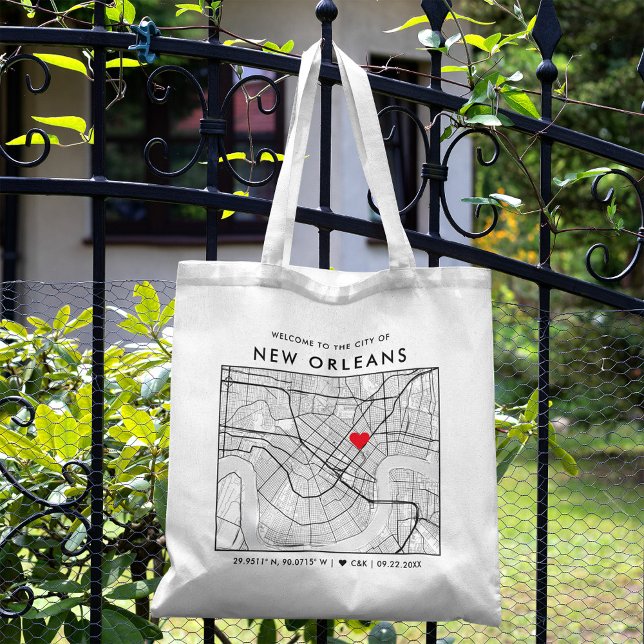Tote Bag Nouvelle-Orléans Love Locator City Map Mariage Bie (Créateur téléchargé)