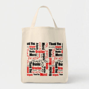 Tote Bag Nuage de mots Merci Rouge Noir