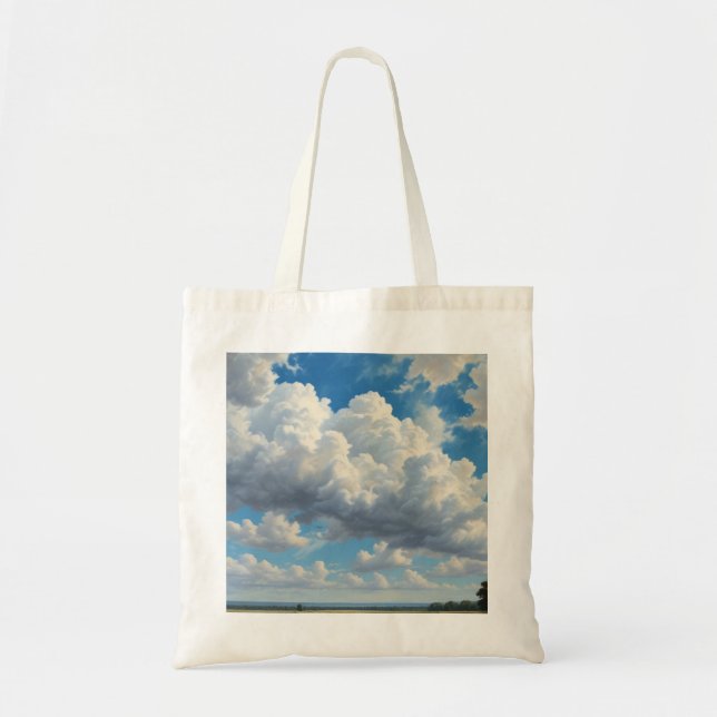 Tote Bag Nuages blancs et ciel bleu clair (Devant)
